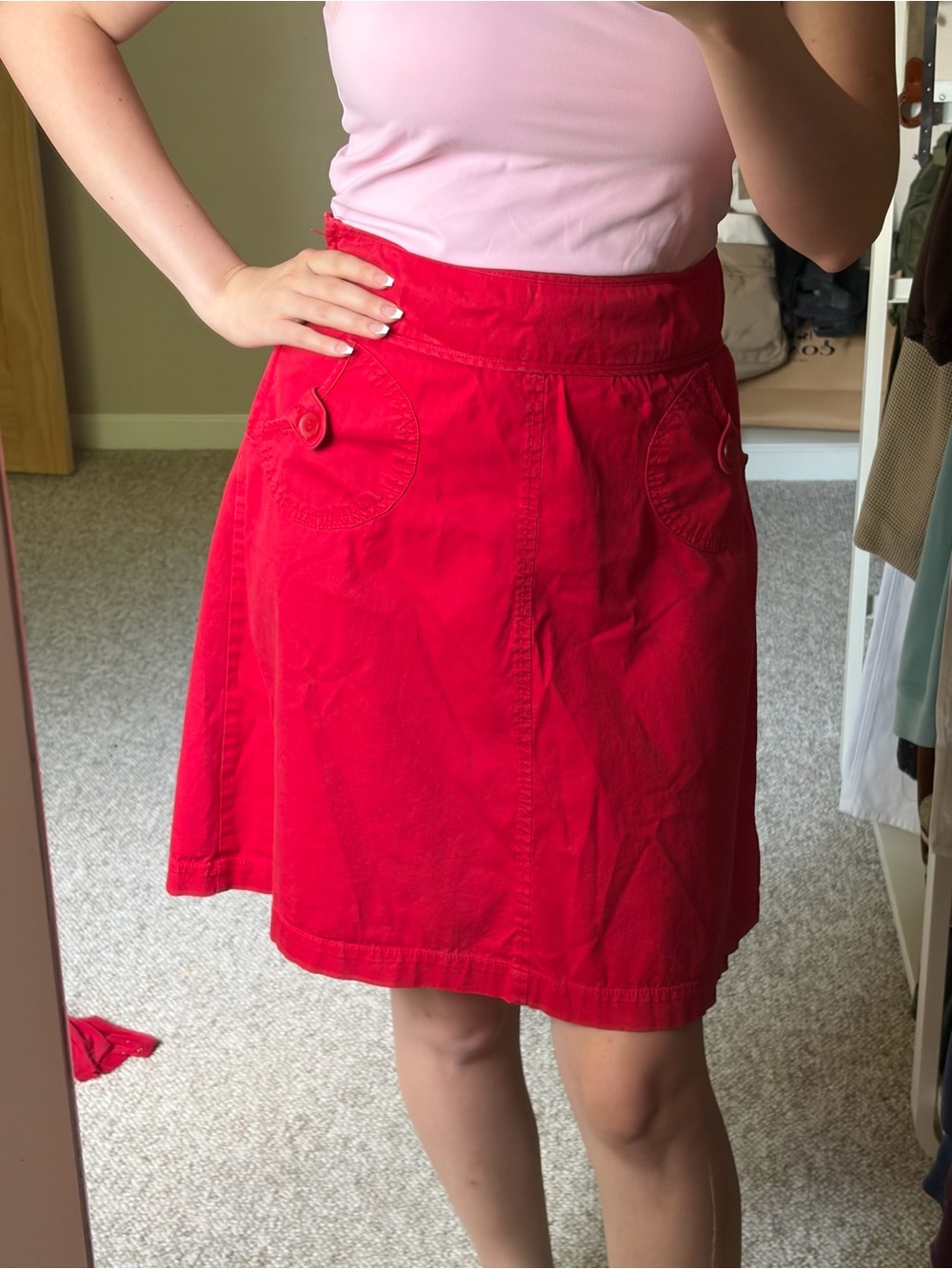 H&M Bright Red A-Line Pocket Skirt